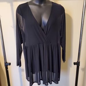 Torrid Sheer Long Sleeve Black Top 4X
